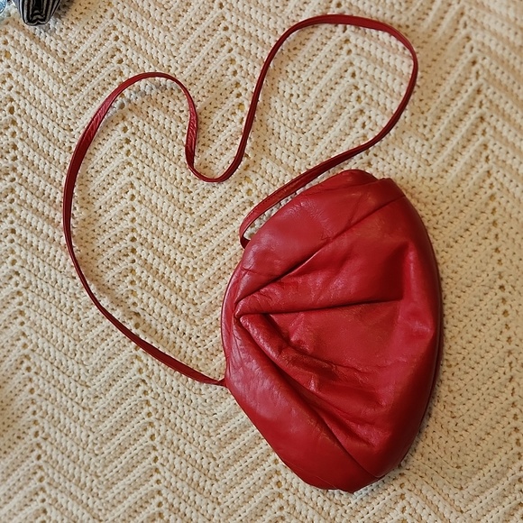 Vintage Handbags - Vintage cross body red leather bag